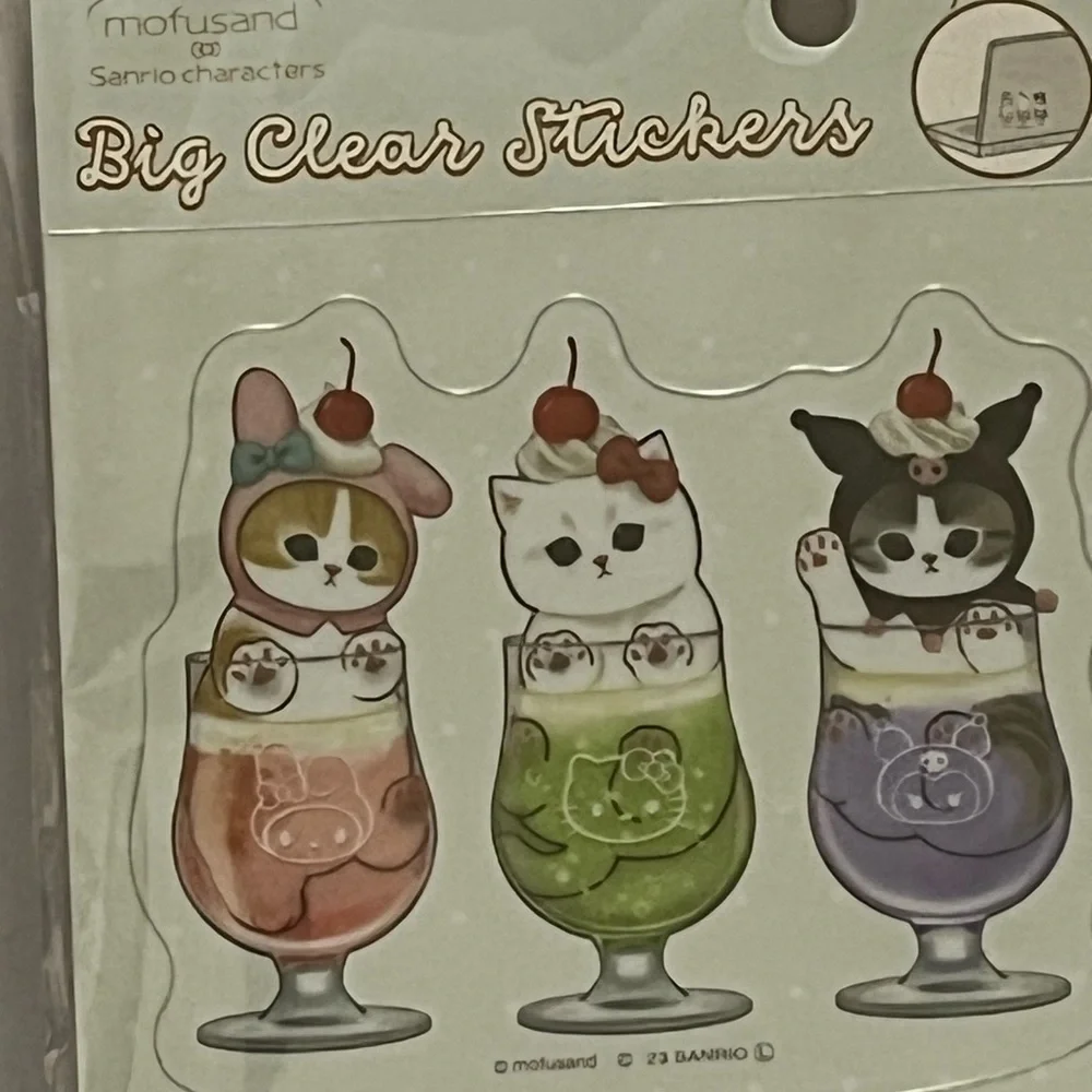 Mofusand/Sanrio Family Big Clear Stickers